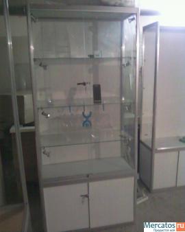 Витрина стеклянная алюминиевого профиля белые б.у 2