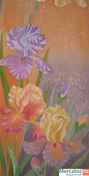 Шарф ручной росписи "Лунные ирисы" 3