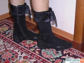 Осенние замшевые сапожки 40 р-р на узкие, стройные ноги