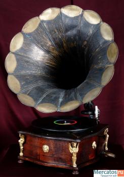 Уникальный антикварный граммофон с трубой, Франция, кон. XIX век 8