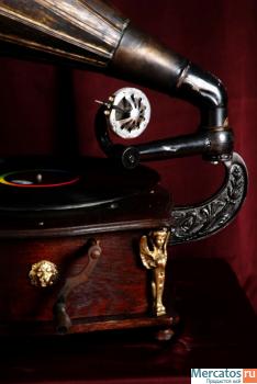 Уникальный антикварный граммофон с трубой, Франция, кон. XIX век 6