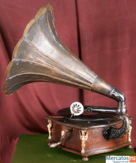 Уникальный антикварный граммофон с трубой, Франция, кон. XIX век 8