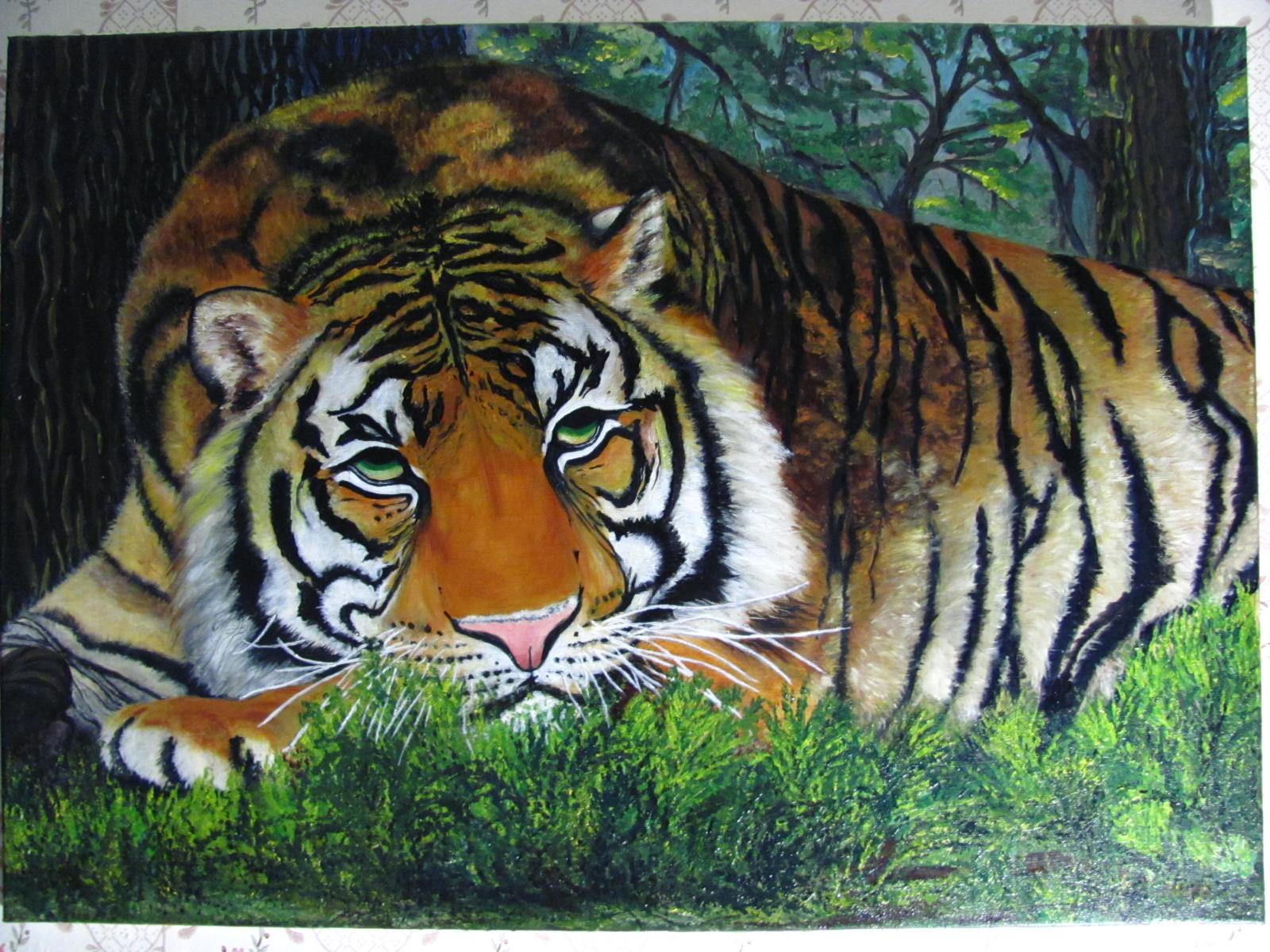 картина "тигр на отдыхе"