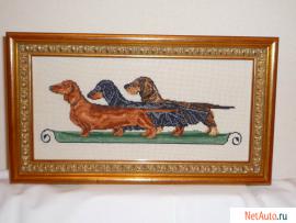 Вышитая картина "Таксы"