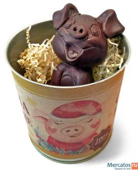 «Свинина в шоколаде» — шоколадная фигурка в консервной банке