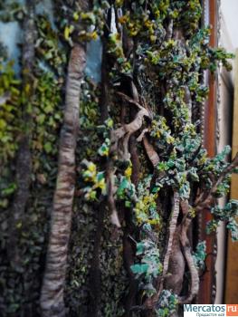 Картина из кожи"Лесная река". 10