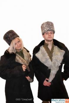 Полушубок черного цвета из натуральной овчины (бекеша)