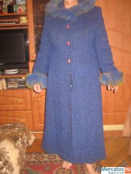 пальто сине-черное зимнее