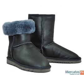 угги UGG из натуральной овчины обливные графит все размеры