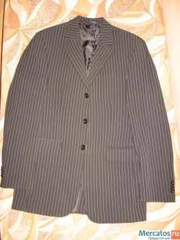 Мужской костюм POPOLARE. Черный в тонкую белую полоску