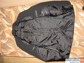 Мужской костюм POPOLARE. Черный в тонкую белую полоску 2