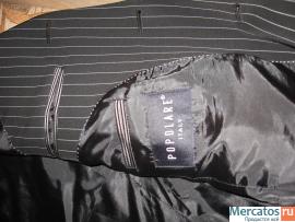 Мужской костюм POPOLARE. Черный в тонкую белую полоску 3