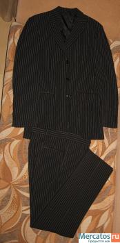 Мужской костюм POPOLARE. Черный в тонкую белую полоску 7