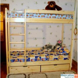 кровати детские одно и двухъярусные из сосны