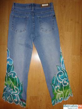 джинсы-капри с вышивкой 3
