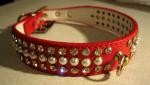 ошейник "Люкс" с кольцом по середине со стразами и жечугом. Новы