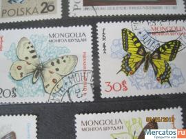 Бабочки Монголия Семь гашеных марок в отличном состоянии 2