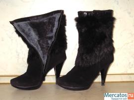 Очень красивые модные замшевые зимние сапожки. Размер 37. 2