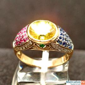 Золотое кольцо со сфеном (овал)