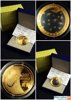 Золотая Монета Франции Астрономия 200€ 2009 999проба Унция 31,1г 4