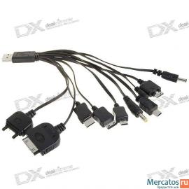 Зарядный кабель 10-в-1. Питание от порта USB.