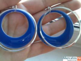 Серьги подвески - кольца. Эмаль. Лондон