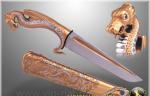 Нож Дракон (95Х18МШД, латунь, фианиты, корунд, никель, золото до