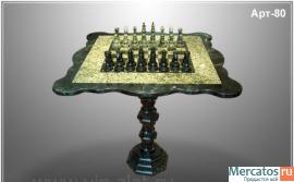 Стол шахматный с волнистым краем (змеевик)