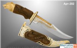 Нож охотничий Хищник (95Х18МШД, латунь, орех, корунды, золото до