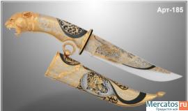 Нож Ягуар (95Х18МШД , латунь, фианиты, никель, золото до 5 мкм (