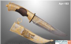 Нож Барс(сталь 40Х10С2М, латунь, кап береза, никель, золото до 5