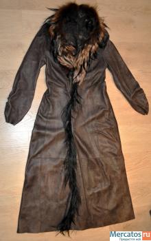 Длинное кожаное пальто с лисой Harmanli leather & fur