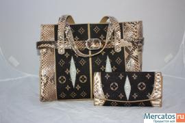 Сумка и кошелек из кожи ската