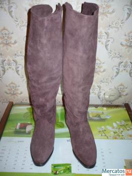 Абсолютно новые сапоги-ботфорты натуральная замша 38-39 разм оч