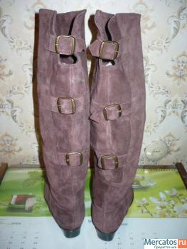 Абсолютно новые сапоги-ботфорты натуральная замша 38-39 разм оч  2