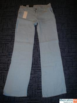 Новые льняные летние брюки (голубые) 2