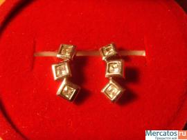 Серьги гвоздики серебро 925 проба фианиты 2