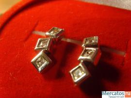 Серьги гвоздики серебро 925 проба фианиты