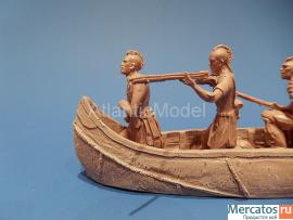 солдатики 1 32 Barzso Могавки в каноэ четыре фигуры 3