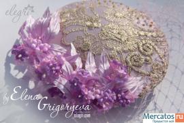 Комплект: коктейльная шляпка "Лилу" и бутоньерка 5