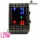 Бинарные часы Cosmo, корпус черный с белым/диоды мультиколор