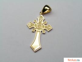 Эксклюзив Кельтский крест из желтого золота 750 пробы
