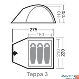 Палатка Терра 3 в комплекте с ветрозащитной юбкой за 6 400 руб. 3