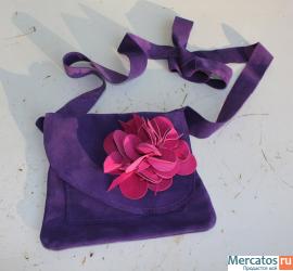 Сумка замшевая -Розовая малая гортензия