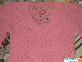 Красивая вязанная розовая кофта 2