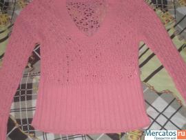 Красивая вязанная розовая кофта 3