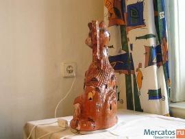 Керамический светильник "Кошка-дом". 4