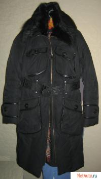 Продам утепленное женское пальто с поясом б/у