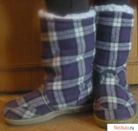 Сапожки У Г И сиреневые к клетку.