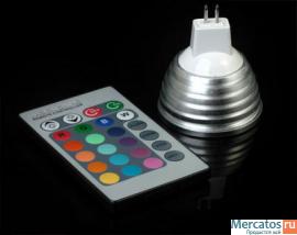 Многоцветная лампа led RGB 3W MR16 с пультом управления